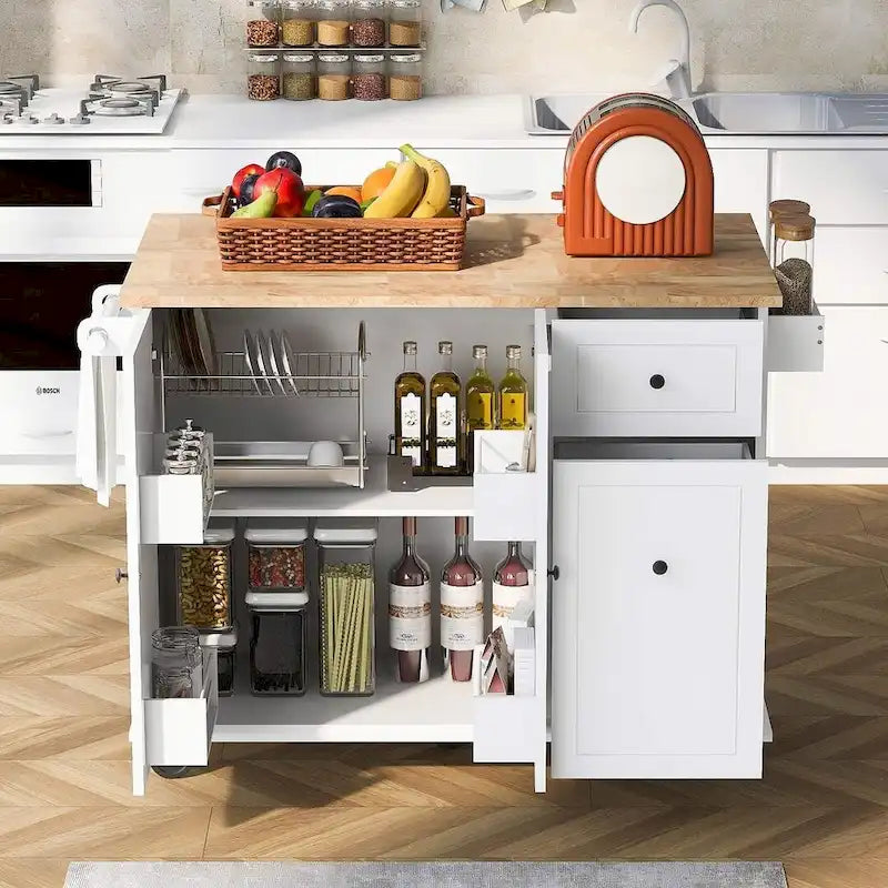 Îlot de cuisine moderne et polyvalent de 53,9 W avec abattant et 3 tiroirs
