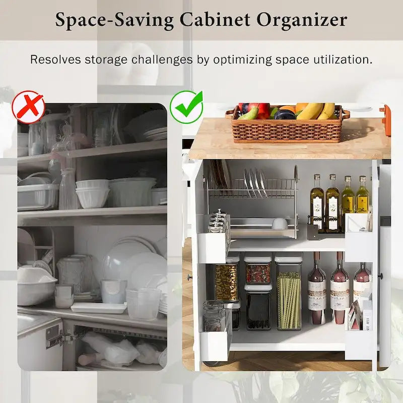 Îlot de cuisine moderne et polyvalent de 53,9 W avec abattant et 3 tiroirs