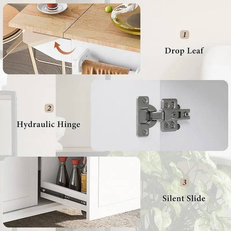 Îlot de cuisine moderne et polyvalent de 53,9 W avec abattant et 3 tiroirs