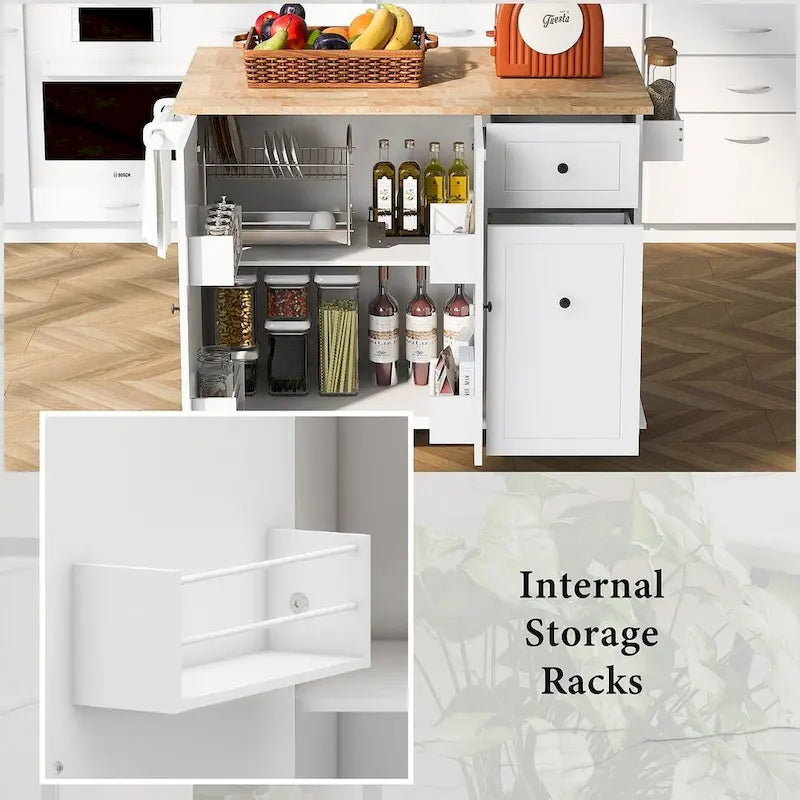 Îlot de cuisine moderne et polyvalent de 53,9 W avec abattant et 3 tiroirs