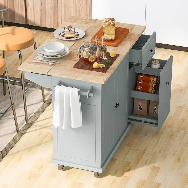 Îlot de cuisine moderne et polyvalent de 53,9 W avec abattant et 3 tiroirs