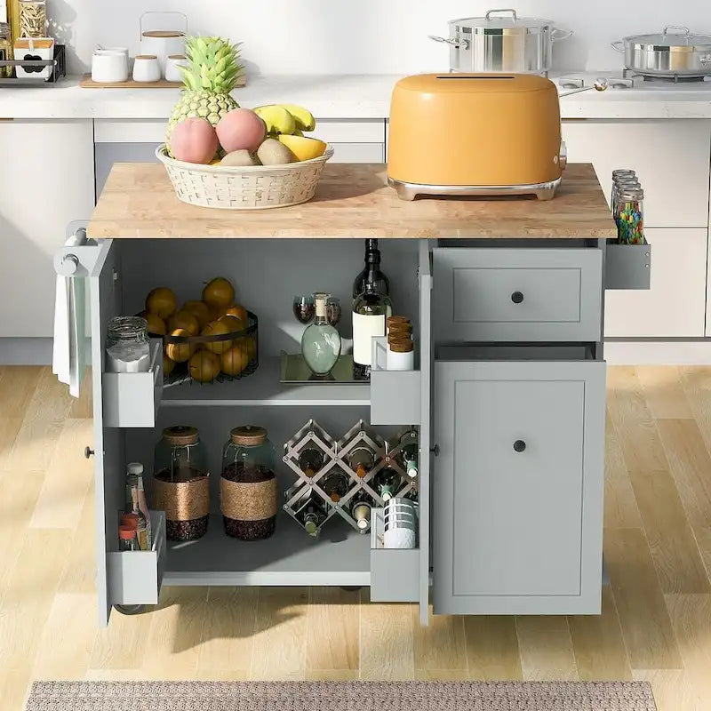 Îlot de cuisine moderne et polyvalent de 53,9 W avec abattant et 3 tiroirs