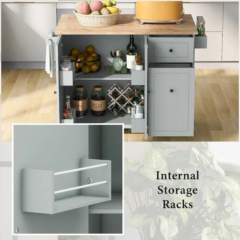 Îlot de cuisine moderne et polyvalent de 53,9 W avec abattant et 3 tiroirs