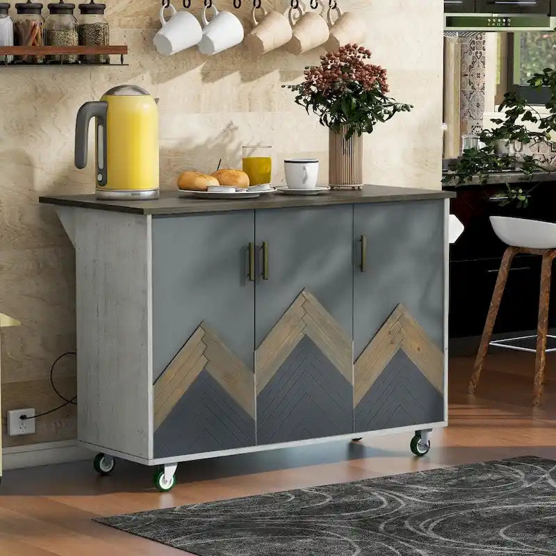 Îlot de cuisine en bois 47D avec abattant, avec étagère de rangement interne