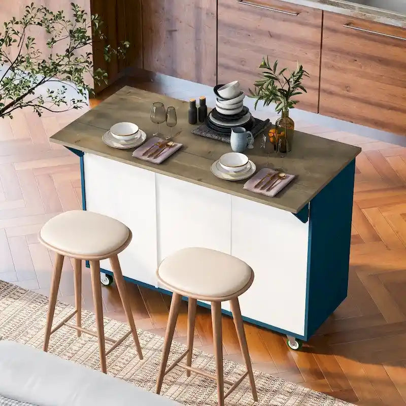 Îlot de cuisine en bois 47D avec abattant, avec étagère de rangement interne