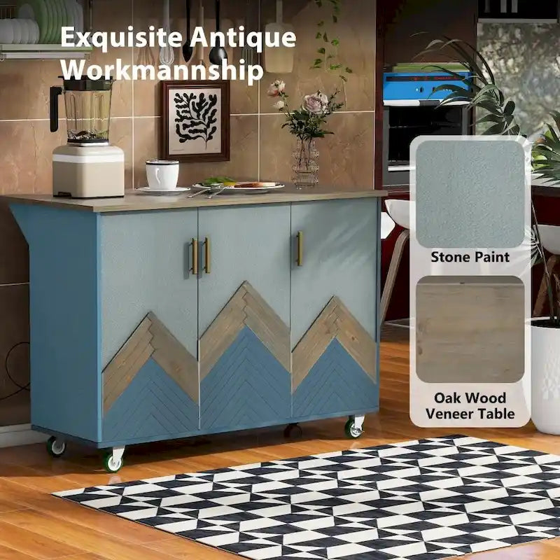 Îlot de cuisine en bois 47D avec abattant, avec étagère de rangement interne