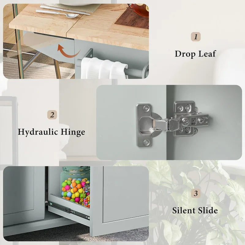 Chariot de Cuisine Roulant de 53,9 cm de Large avec Étagère de Rangement Interne et Organisateur de Placard Coulissant à 3 Niveaux