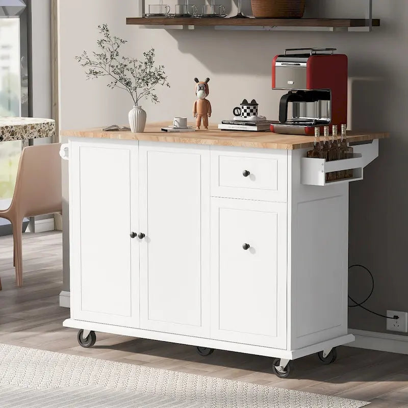 Chariot de Cuisine Roulant de 53,9 cm de Large avec Étagère de Rangement Interne et Organisateur de Placard Coulissant à 3 Niveaux