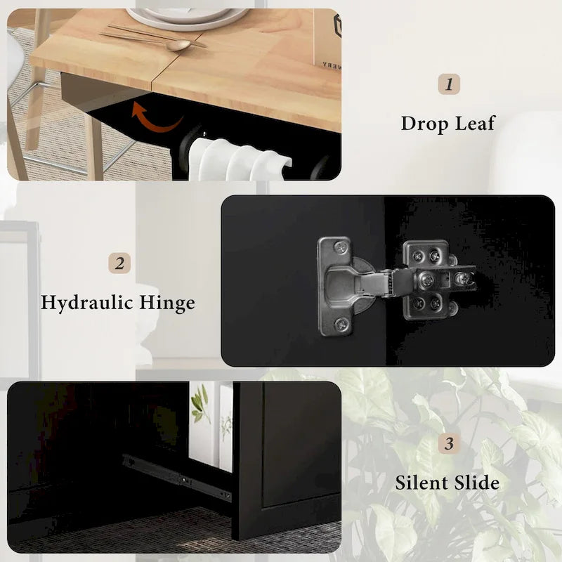 Chariot de Cuisine Roulant de 53,9 cm de Large avec Étagère de Rangement Interne et Organisateur de Placard Coulissant à 3 Niveaux