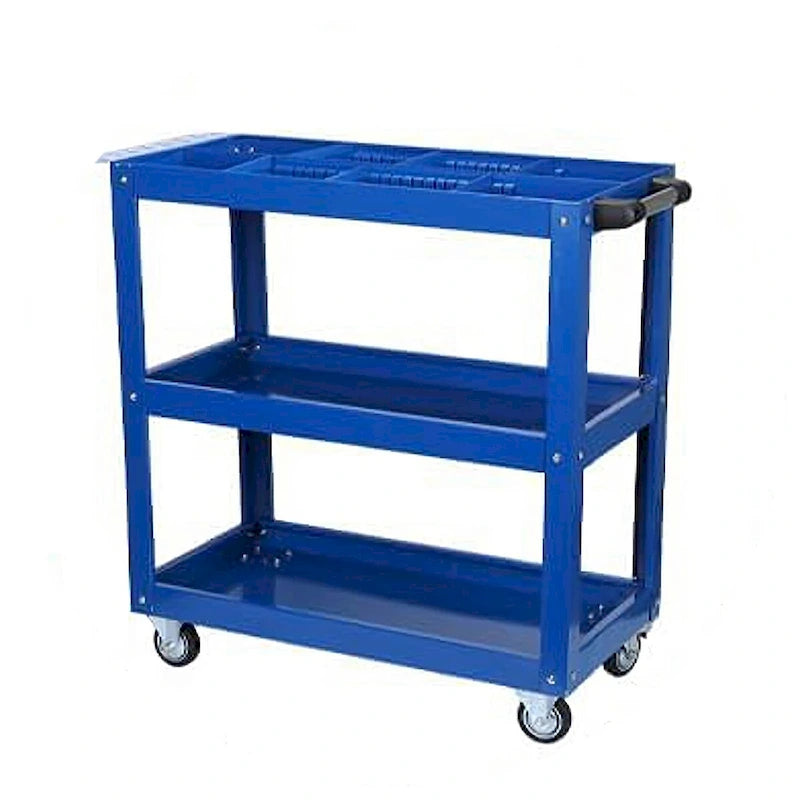 Chariot à outils à 3 niveaux sur roulettes, chariot utilitaire en acier robuste de 204 kg avec roulettes verrouillables pour cuisine, garage, entrepôt