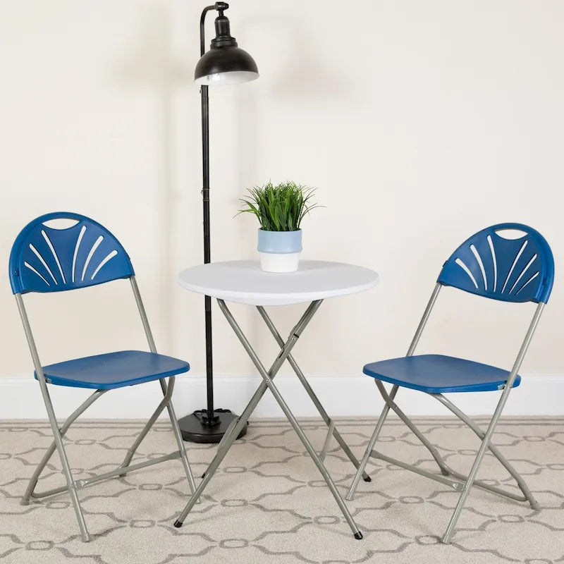 Chaise pliante en plastique dossier éventail, capacité de 295 kg