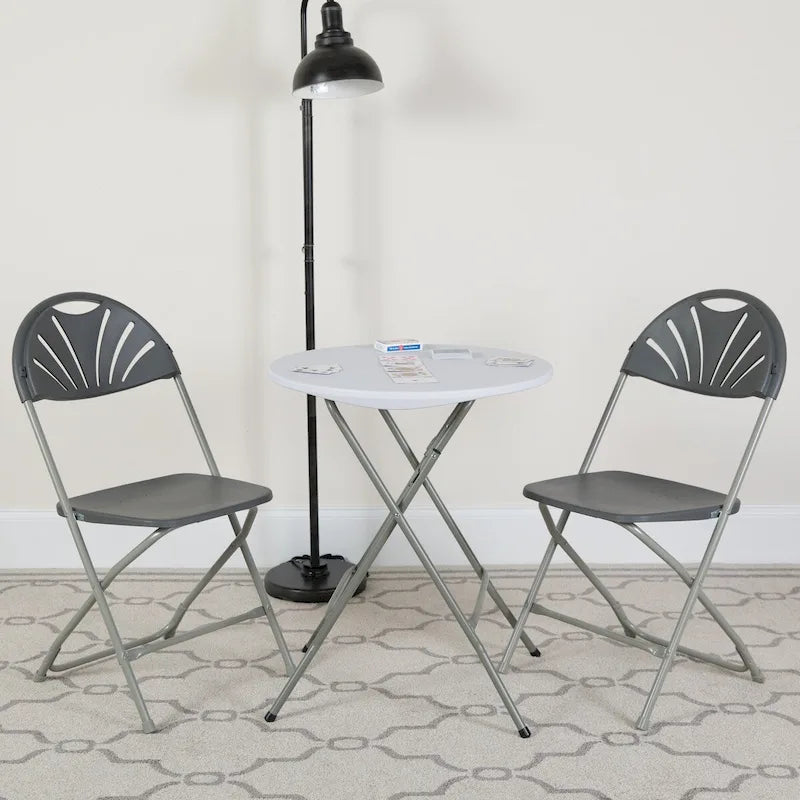 Chaise pliante en plastique dossier éventail, capacité de 295 kg