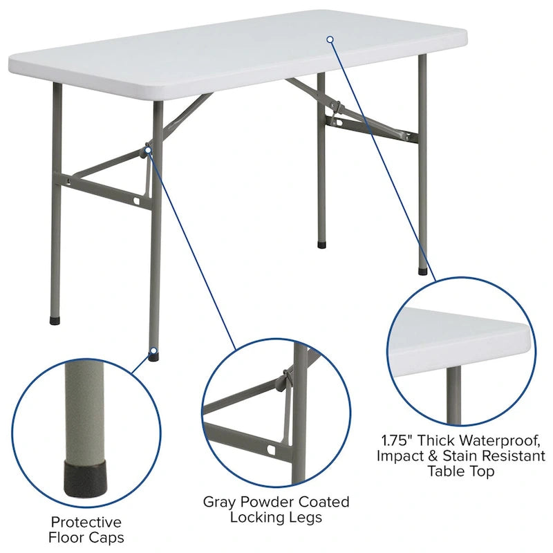 Table pliante en plastique de 4 pieds – Table pliante pour banquet/événement
