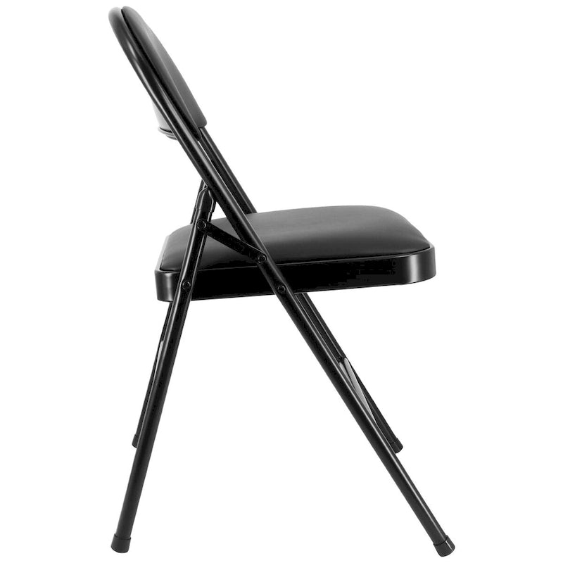 Lot de 4 chaises pliantes en métal avec assises rembourrées, noires
