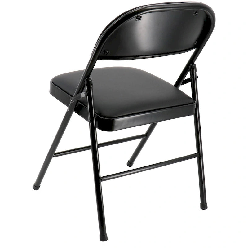 Lot de 4 chaises pliantes en métal avec assises rembourrées, noires