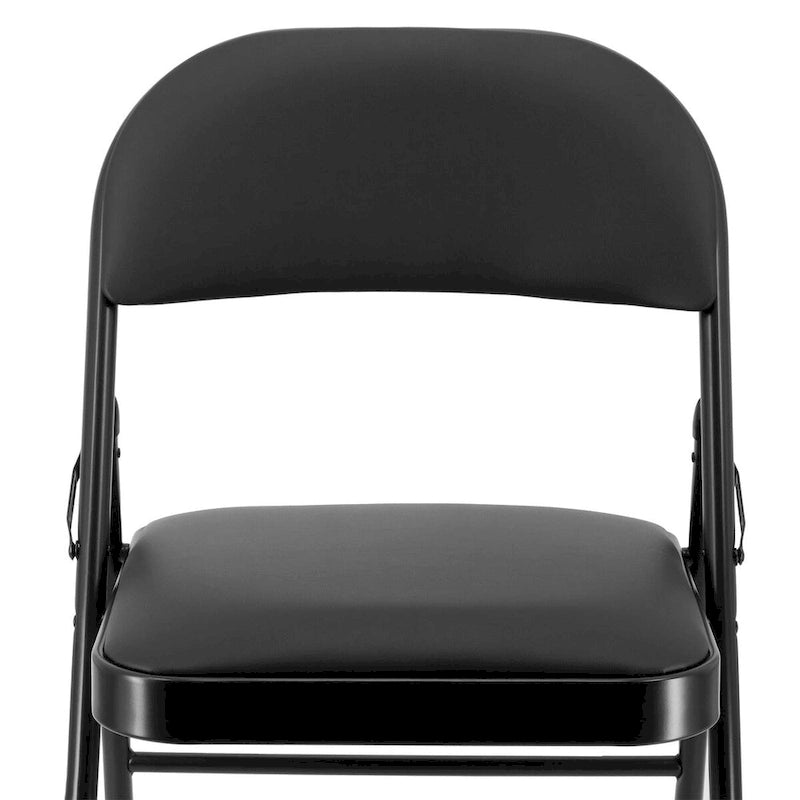 Lot de 4 chaises pliantes en métal avec assises rembourrées, noires