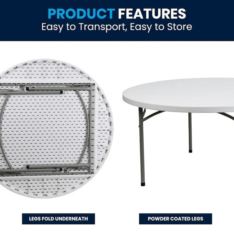Table de réception pliante ronde en plastique de 1,5 m avec surface épaisse de 5 cm