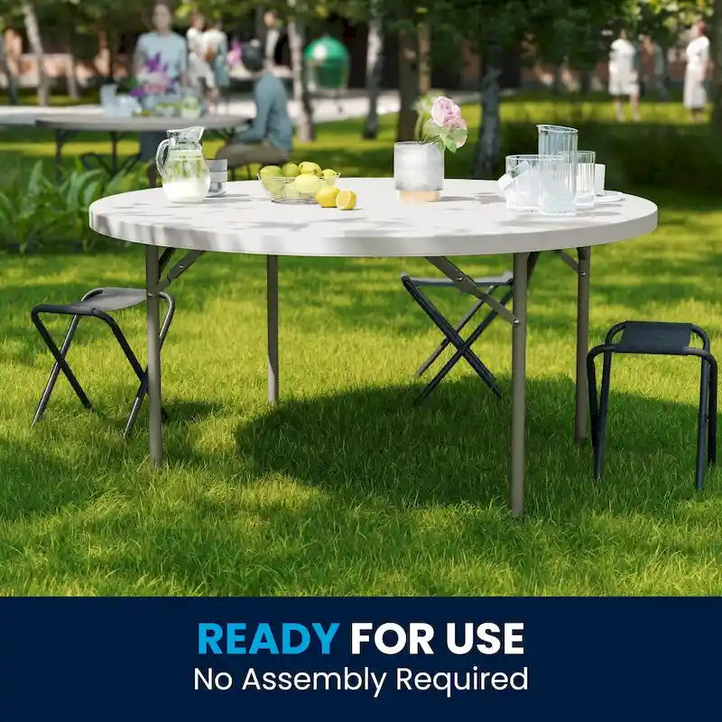 Table de réception pliante ronde en plastique de 1,5 m avec surface épaisse de 5 cm