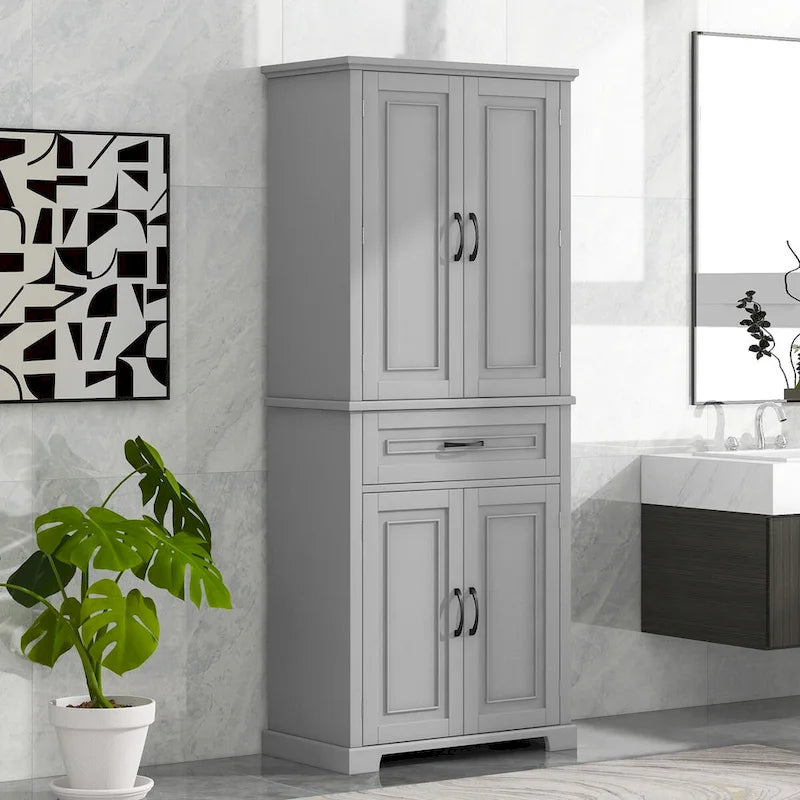 Meuble de salle de bain de 76,2 cm (30 po) de largeur x 40,6 cm (16 po) de profondeur x 182,9 cm (72 po) de hauteur avec portes, tiroir et étagères réglables
