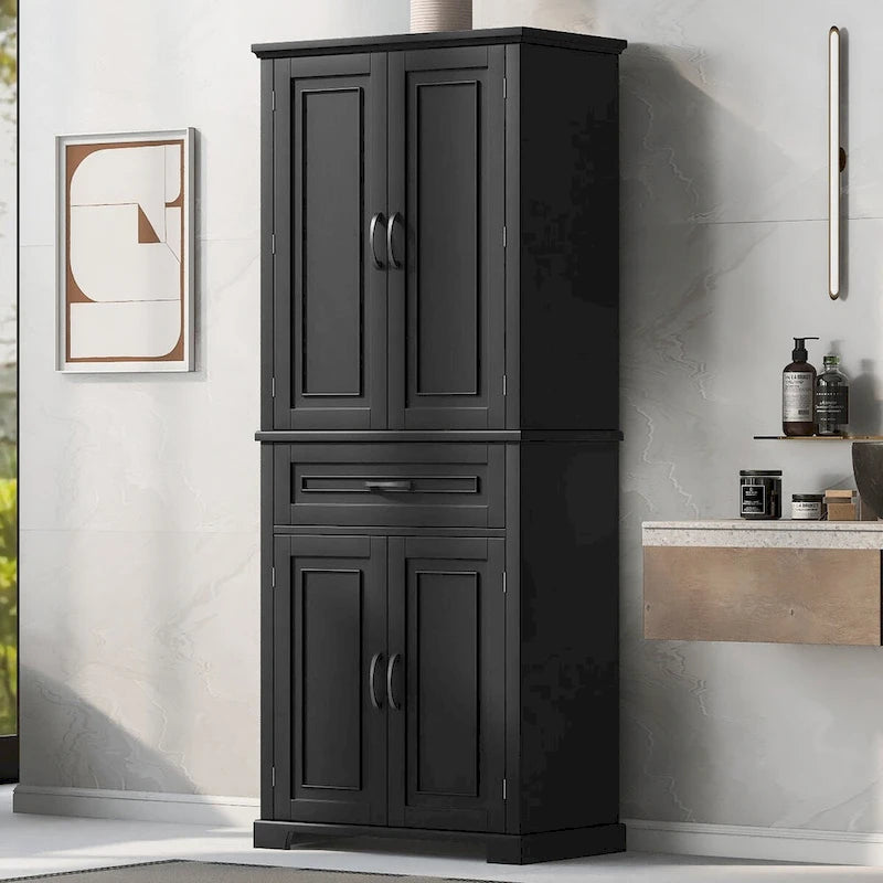 Meuble de salle de bain de 76,2 cm (30 po) de largeur x 40,6 cm (16 po) de profondeur x 182,9 cm (72 po) de hauteur avec portes, tiroir et étagères réglables