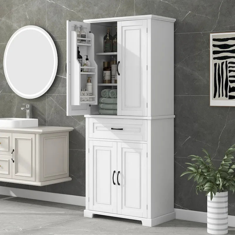 Meuble de salle de bain de 76,2 cm (30 po) de largeur x 40,6 cm (16 po) de profondeur x 182,9 cm (72 po) de hauteur avec portes, tiroir et étagères réglables