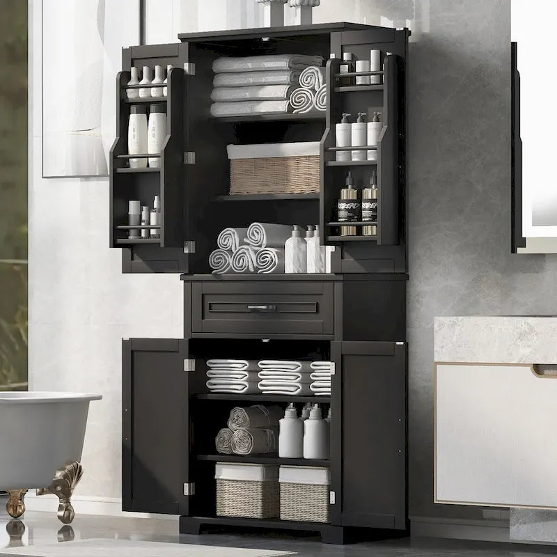 Meuble de salle de bain de 76,2 cm (30 po) de largeur x 40,6 cm (16 po) de profondeur x 182,9 cm (72 po) de hauteur avec portes, tiroir et étagères réglables