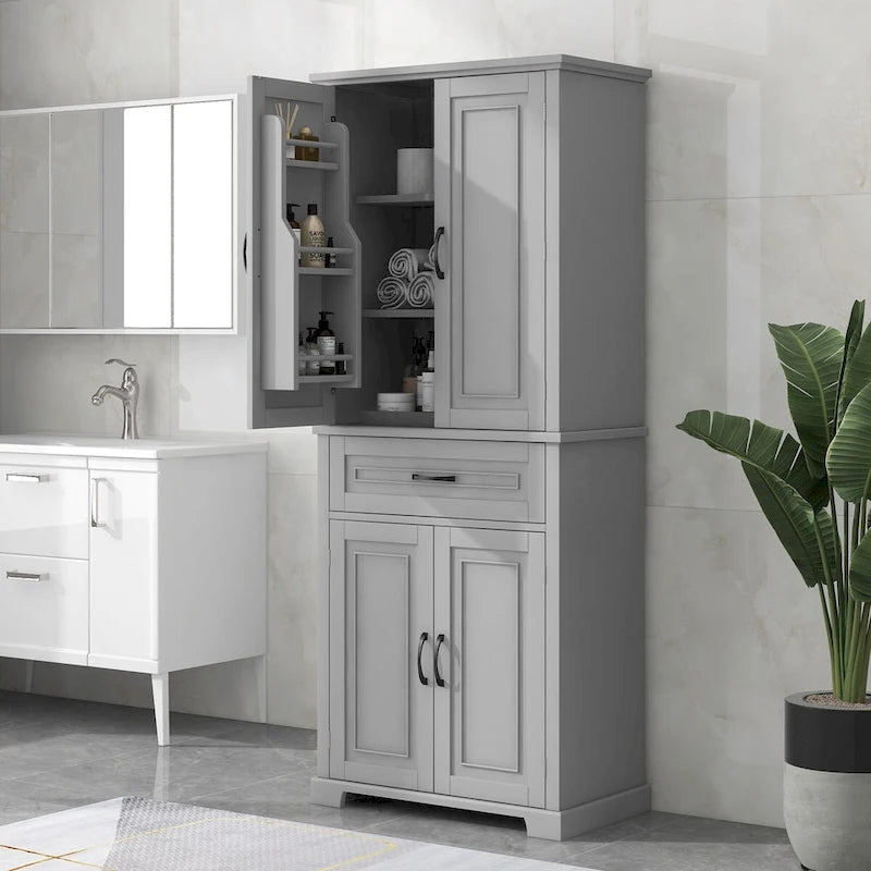Meuble de salle de bain de 76,2 cm (30 po) de largeur x 40,6 cm (16 po) de profondeur x 182,9 cm (72 po) de hauteur avec portes, tiroir et étagères réglables
