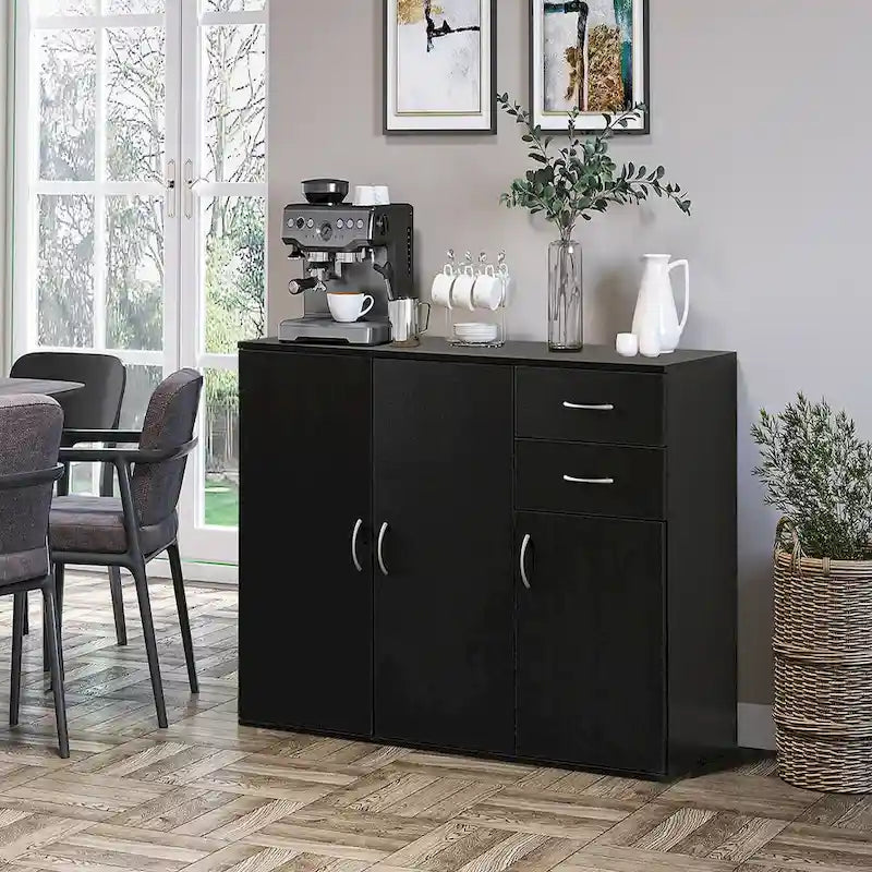 33 Meuble Buffet Vaisselier avec Rangement, Plateau Spacieux, Grands Tiroirs et Étagère Ajustable - Organiseur et Rangement de Cuisine