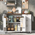 54.5" Îlot de cuisine roulant en bois avec prise électrique, étagère de rangement interne