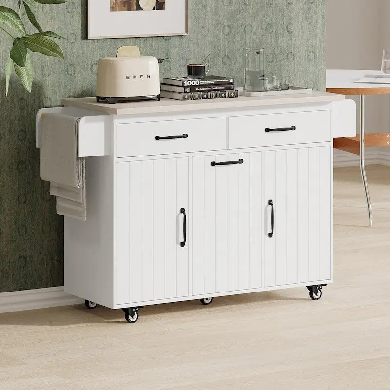 Îlot de cuisine de 43,8W avec meuble de rangement pour poubelle - S/O