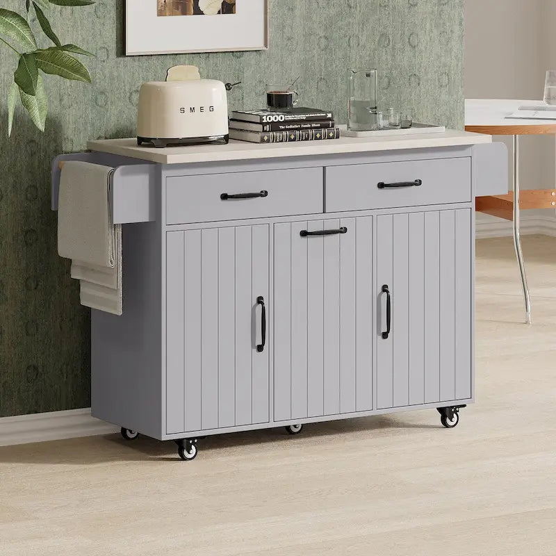 Îlot de cuisine de 43,8W avec meuble de rangement pour poubelle - S/O