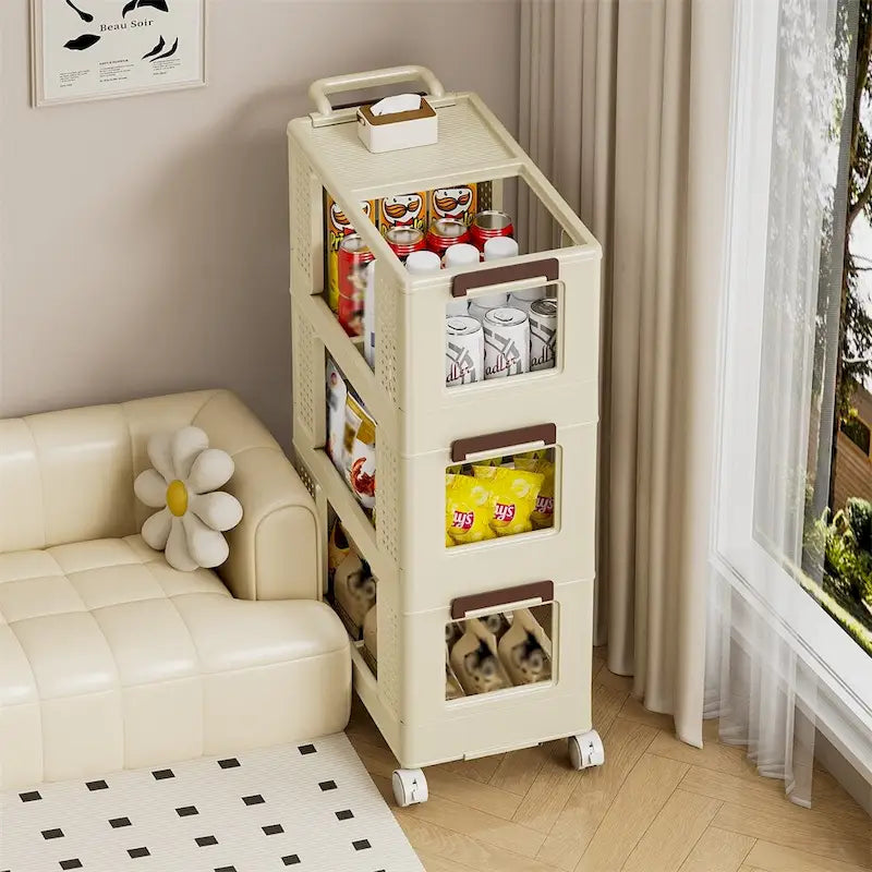 Chariot de rangement de cuisine à 3 niveaux, Organisateur de rangement roulant multifonctionnel