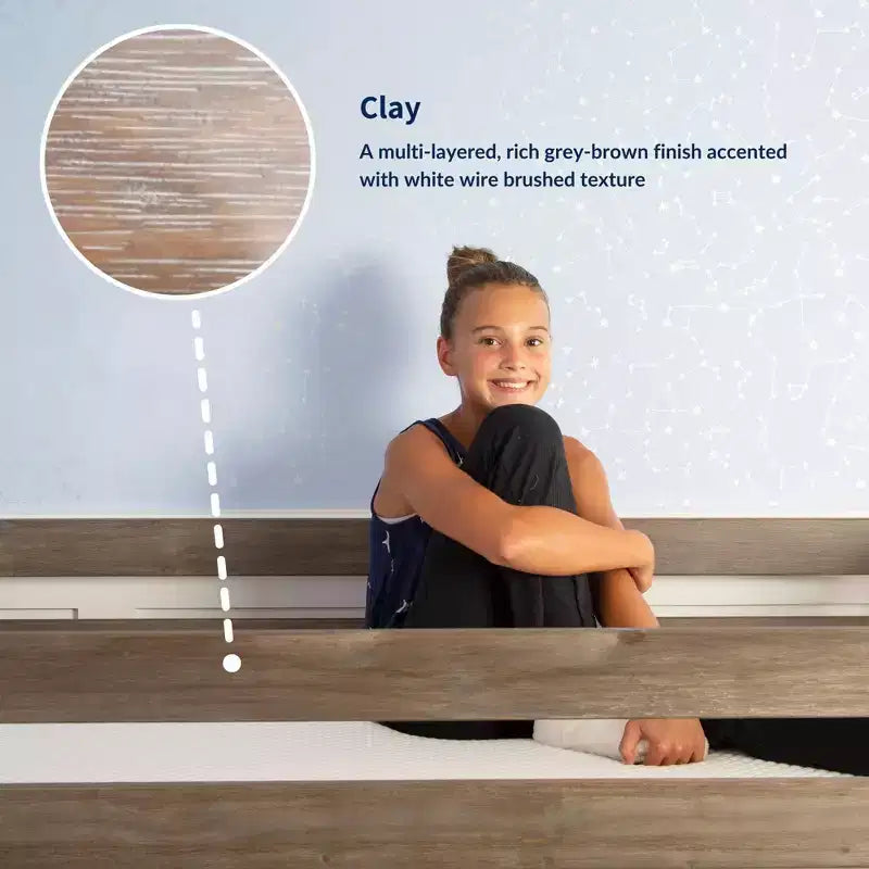 Lit bas mezzanine simple pour enfants avec toboggan et escalier, bois massif, 14 barrières de sécurité, capacité de 180 kg
