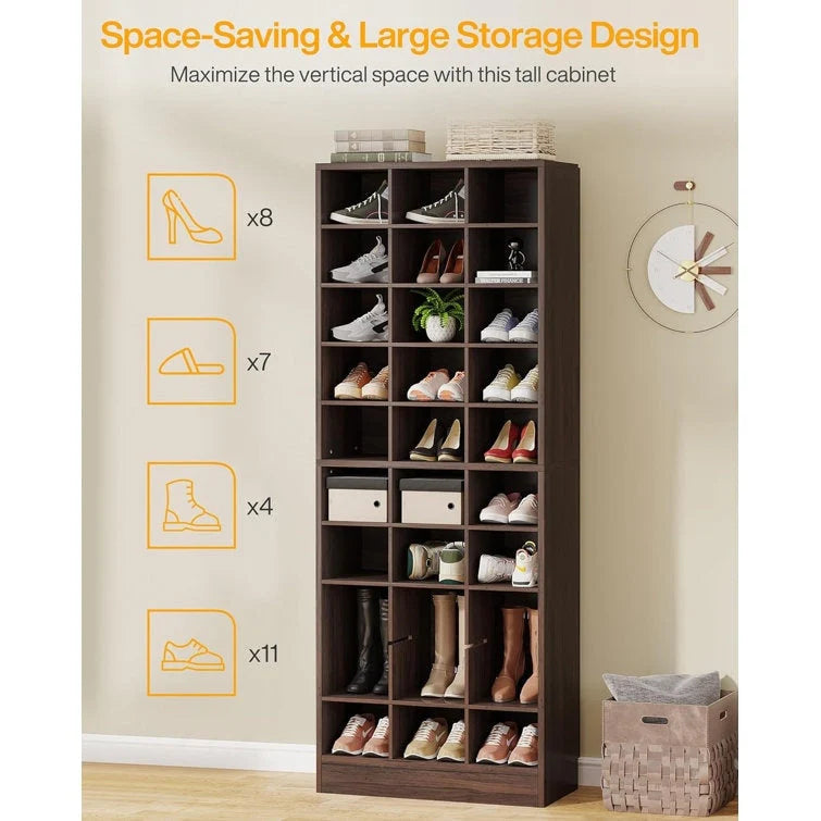 Meuble à chaussures haut 30 paires, étagère de rangement à chaussures en bois blanc 10 niveaux pour placard, entrée - 10 niveaux