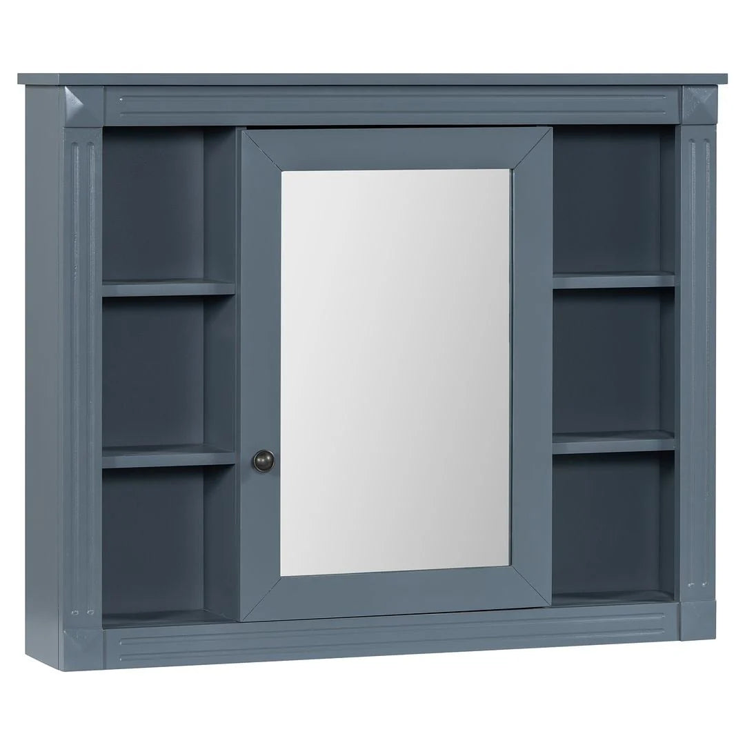 Meuble-lavabo de salle de bain moderne de 91 cm avec lavabo et armoire de toilette, 2 portes et 2 tiroirs