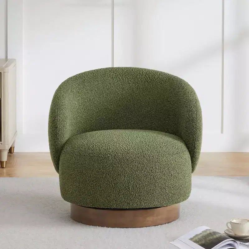 Fauteuil d'appoint pivotant Spruce&Spring en tissu avec base en bois