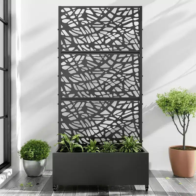 MAYEERTY Jardinière avec treillis en fer noir, style 01, 72 x 47 x 16 pouces, lot de 3 pièces